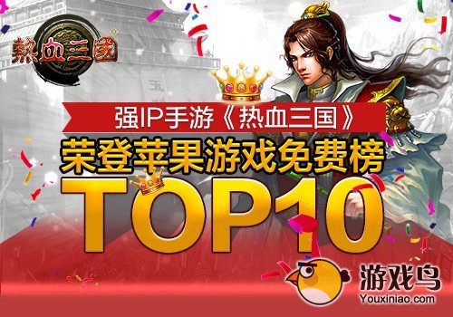 手游《热血三国》荣登游戏免费榜top10[多图]图片1