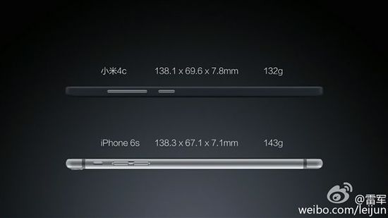 雷军吐槽iPhone 6S：小米4c比6S电池大[多图]图片2
