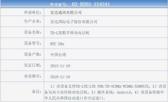 HTC One X9国行获入网许可 配置全面曝光[多图]图片2